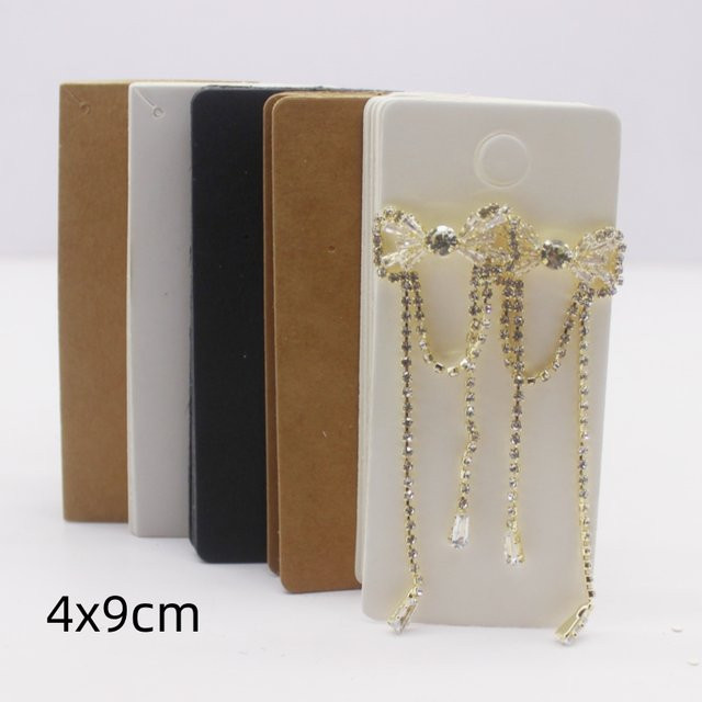 100 Stück Ohrring-Karten aus Papier von ZerongE jewelry in Weiß, Maße: 4 x 9 cm - Bild 1