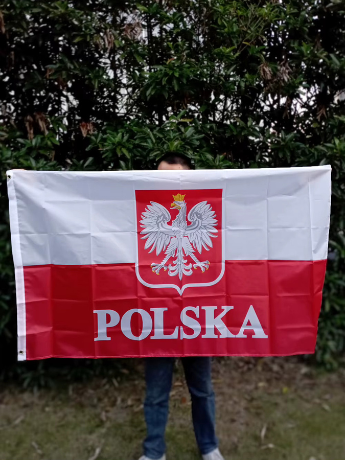 Aerlxemrbrae Flagge Republik Polen mit Adler, Weiß-Rot, B/H: 90 x 150 cm - Bild 4