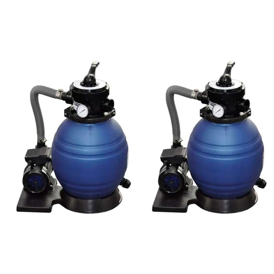 vidaXL Sandfilterpumpen Set 2 Stück, Blau, 400 W, 11.000 l/h, Kunststoff - Bild 2