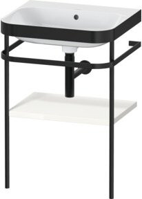 Duravit Möbelwaschtisch-Kombi Happy D.2 Plus in Weiß Hochglanz mit Konsole und Holzfachboden, B/T: 57,5 x 49 cm - Bild 1