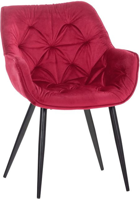 DELUKE Esszimmerstuhl VIVI in Rot mit Samtbezug und Metallgestell, H: 83 cm, B: 58 cm, T: 62 cm - Bild 1