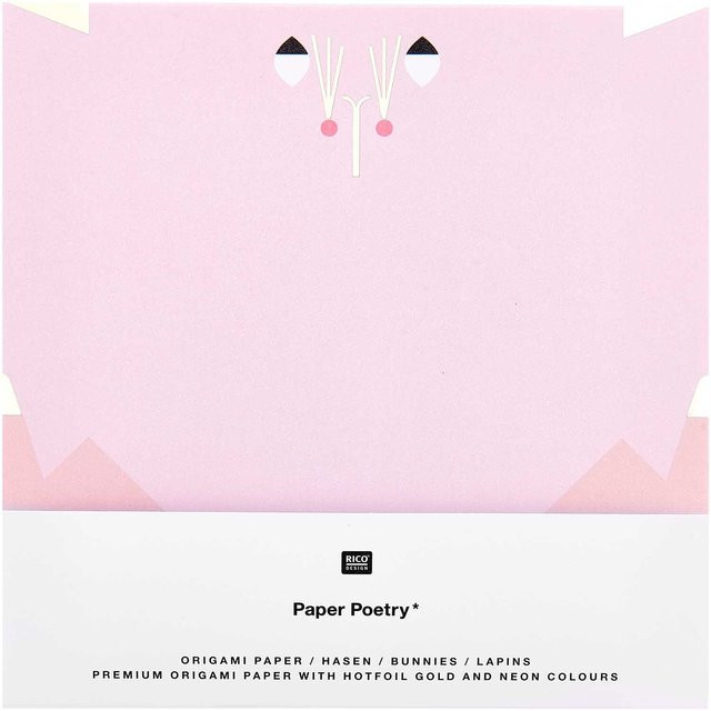Rico Design Paper Poetry Origami Hasen Bastelpapier Pink, 30 Blatt, 15 x 15 cm - Bild 1