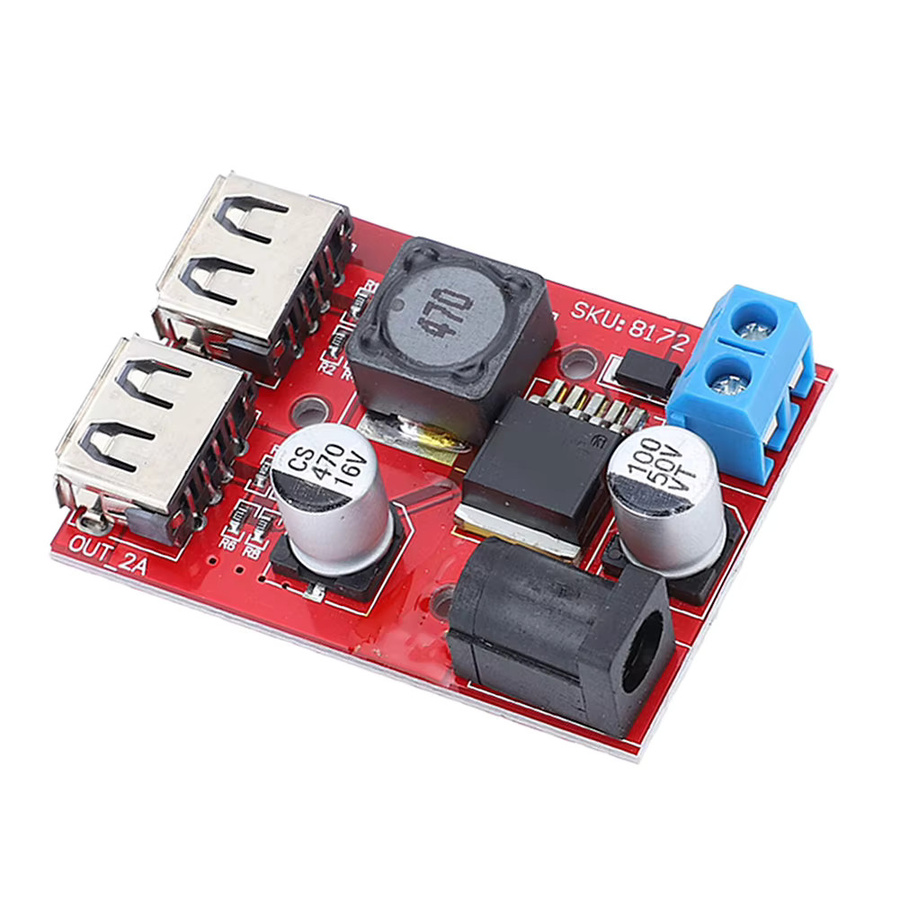 DC-DC Abwärtswandler Modul Doppel USB Ladung 5V 3A mit Draht für Fahrzeug und Solar Controller, Rot - Bild 5