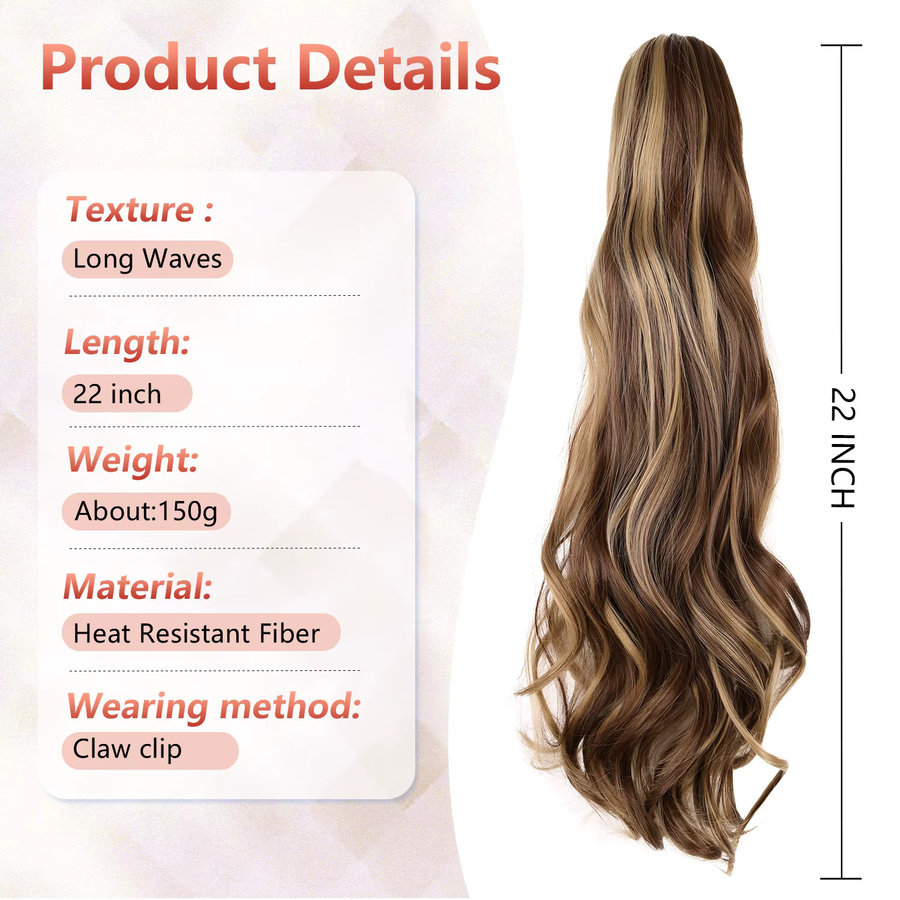 JIAMEISI Synthetische Krallen-Pferdeschwanz-Extensions, gewellt, Damen - Bild 2
