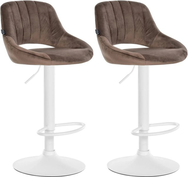 DELUKE 2er Set Barhocker SEGAD aus Samt in Braun mit Lehne und 360 Grad Drehsitz, B/T/H: 47 x 48 x 85 cm - Bild 1