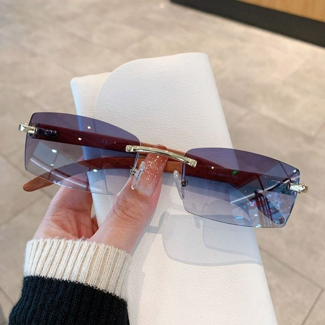 Punk-Sonnenbrille, randlos, rechteckig, Unisex, Metall, UV400 - Bild 1