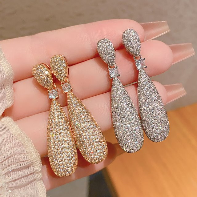 LISHAYUNXI Ohrringe, Messing, Gold, Zirkonia, Unisex - Bild 1