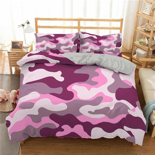 Camouflage Bettwäsche Set Your Warm Home für Kinder und Teenager, abstraktes Design in Multicolour und Purple, aus Polyester, 3-teilig, B/H: 200 x 200 cm - Bild 1