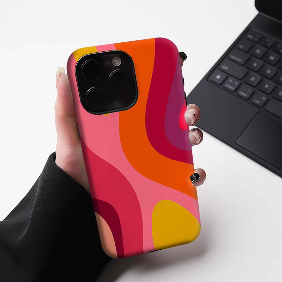 Robuste magnetische Handyhülle mit Warme gebogene Welle Design für Apple iPhone 17 16 15 14 13 Pro Max Plus, Mehrfarbig - Bild 4