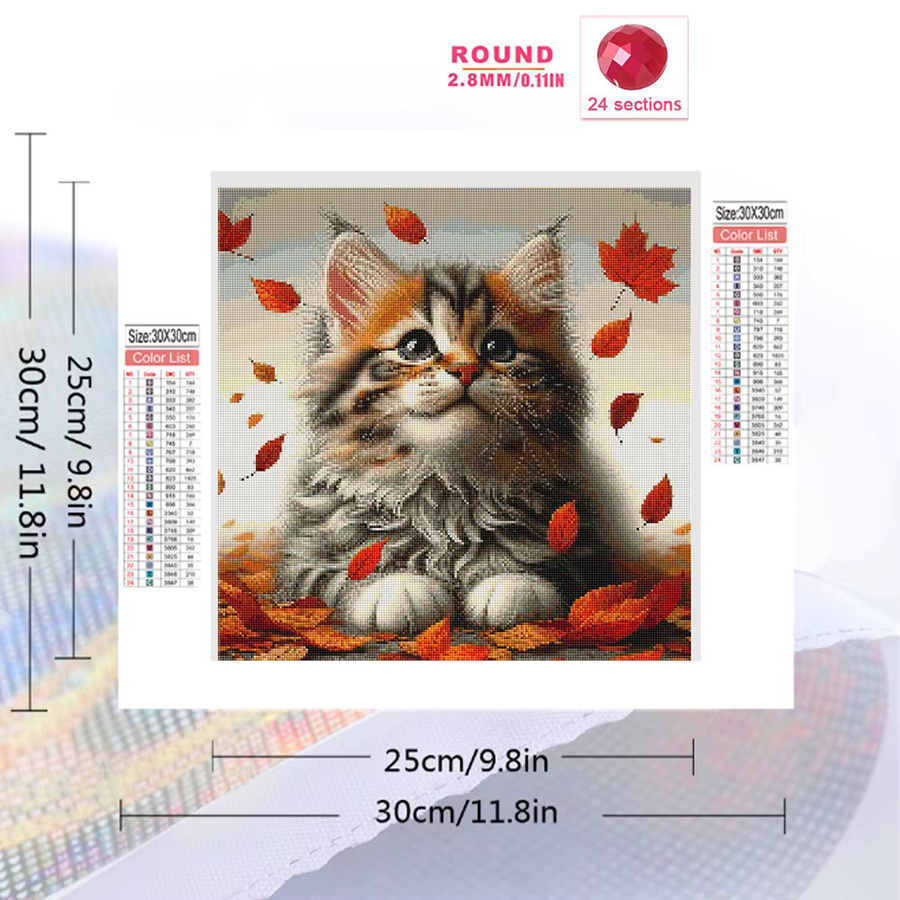 Evershine DIY Diamantmalerei Katze als Stickerei-Set mit Strass-Mosaik in Mehrfarbig, B/H: 20 x 20 cm - Bild 2