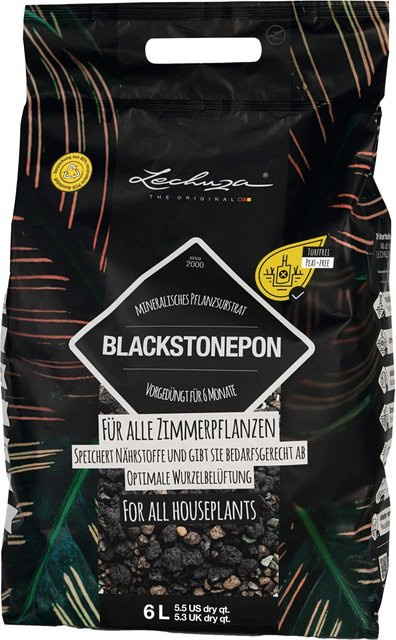 Lechuza Pflanzsubstrat Blackstone Pon Special 6 in Schwarz für Zimmerpflanzen und essbare Pflanzen - Bild 1