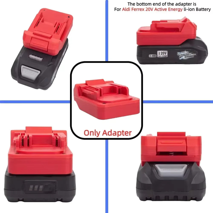Ferrex Akku-Adapter für Ferrex 20V Active Energy Lithium-Batterien auf Makita 18V Serie Akku-Bohrwerkzeuge, Farbe: Rot - Bild 5