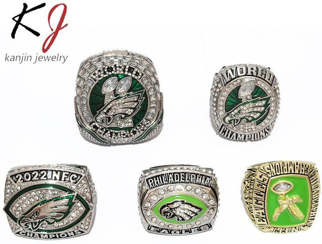 Philadelphia Eagles 5-teiliges Ring-Set, Zinklegierung, Strasssteine, gray, Size 11, Unisex - Bild 1