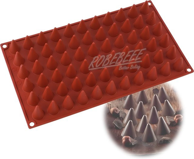 robebeee Silikonform für Schokolade und Pralinen in Kegelform mit 66 Fächern zum Backen und DIY-Gestalten - Bild 1