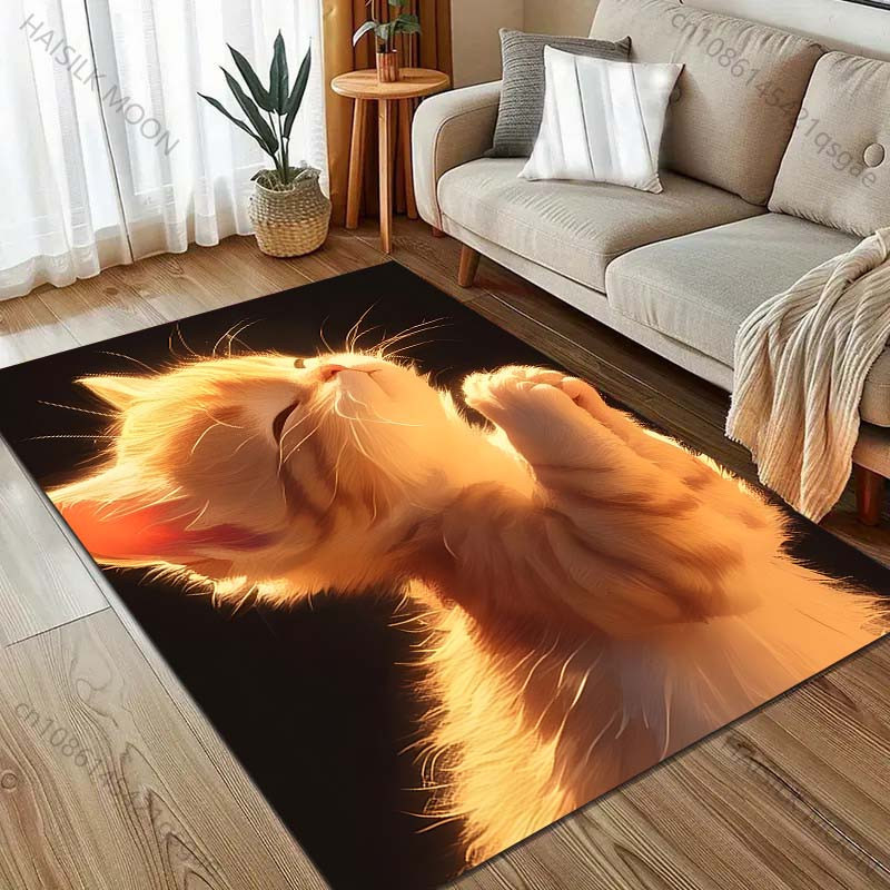 UQIDEHOME Motiv-Teppich Betende Katze, Maschinenwaschbarer Bodenmatten-Teppich aus Polyester für Wohnzimmer, Schlafzimmer oder Badezimmer, Mehrfarbig, B/T: 60 x 40 cm - Bild 4