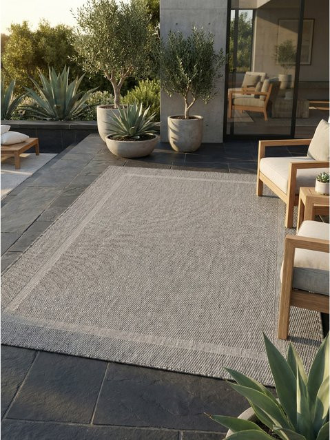 Outdoor Teppich ALSTER von Kadima Design in Grau, einfarbig und UV-beständig, Breite: 80 cm, Länge: 150 cm - Bild 1