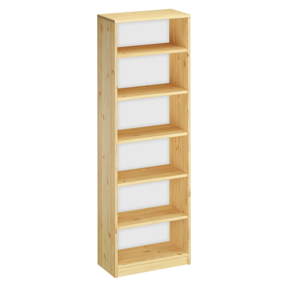 Erst-Holz Bücherregal aus Kiefer Massivholz in Weiß, H: 180 cm, B: 60 cm - Bild 2