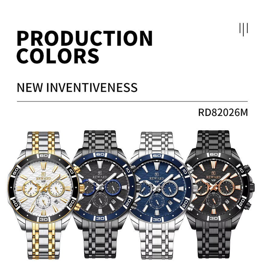 REWARD Chronograph, Quarz, Edelstahl, Blau, Herren - Bild 4