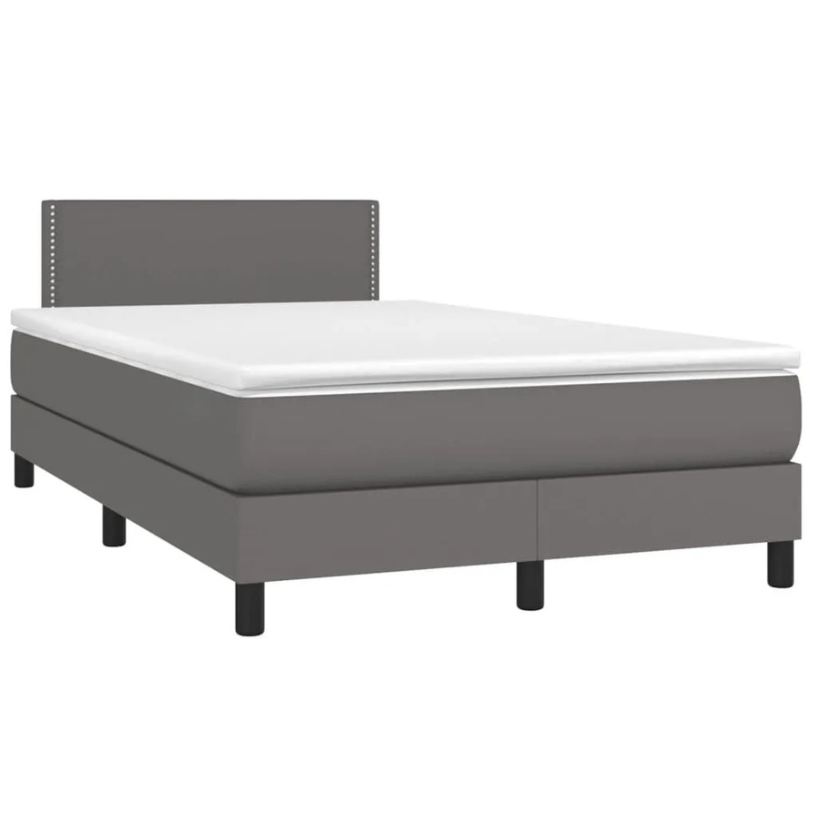 vidaXL Boxspringbett mit Matratze in Grau aus Kunstleder mit Taschenfederkern und Hybrid-System B/T/H: 120 x 190 x 78 cm - Bild 2