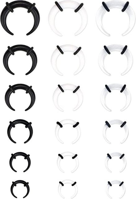 Septum-Ringe Acryl, C-Form, Schwarz, Dehner, 1,6 mm - 16 mm, Damen - Bild 1