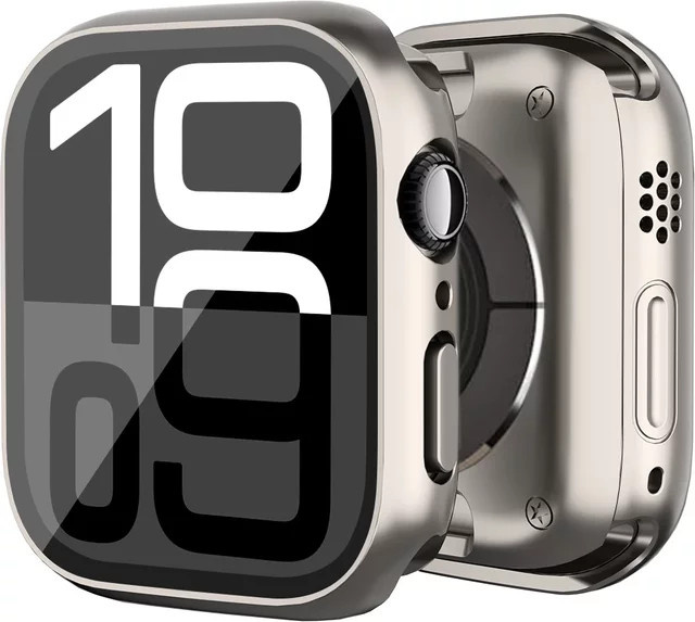 DLIBAND Displayschutz für Apple Watch, Glasfolie und Hülle, Rosa - Bild 1