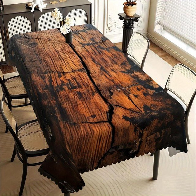 JMG Household Supplies Tischdecke mit rustikalem verwittertem Holz-Design in Braun, B/B: 140 x 240 cm, fleckenresistent und wasserabweisend - Bild 1