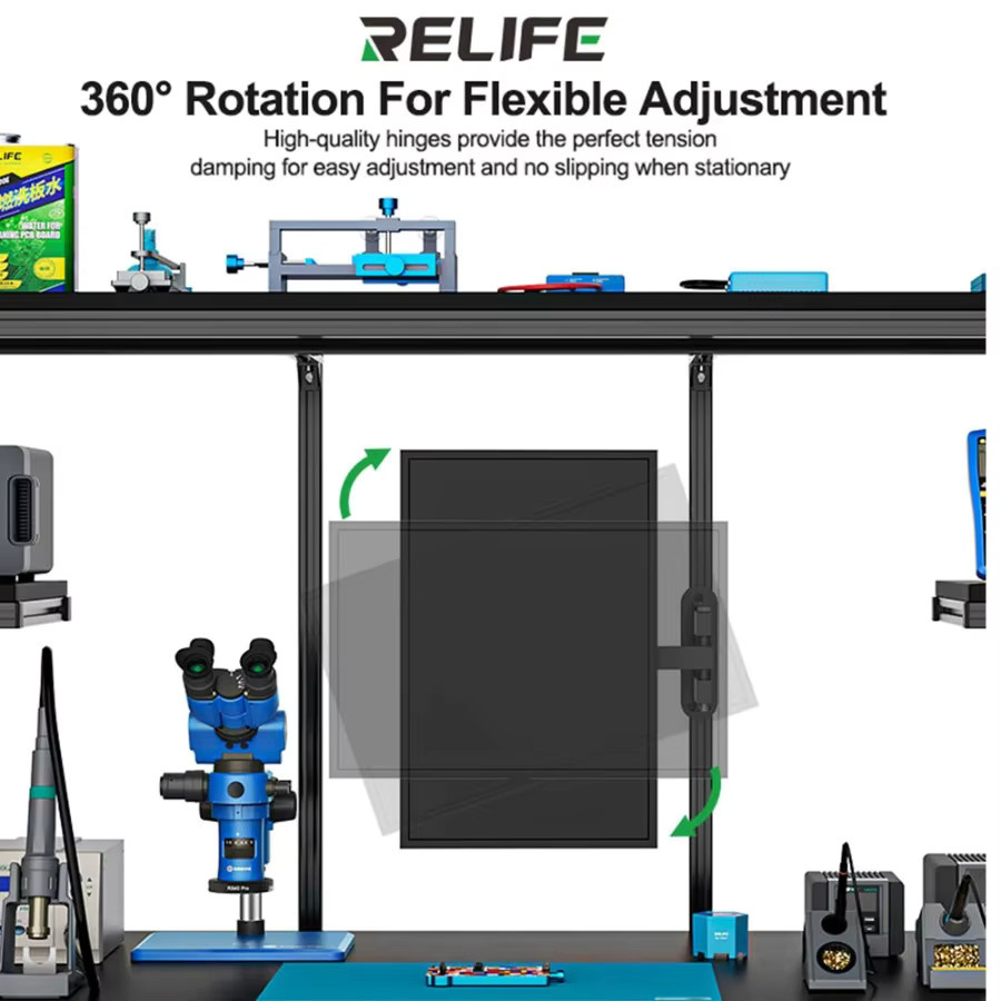 RELIFE MS3 Monitorhalterung in Schwarz, Vollbewegungsarm für 14-27 Zoll Bildschirme, Tragkraft bis 15 kg, VESA 75x75 und 100x100, Schreibtisch- oder Wandhalterung mit 360 Grad Drehung - Bild 5