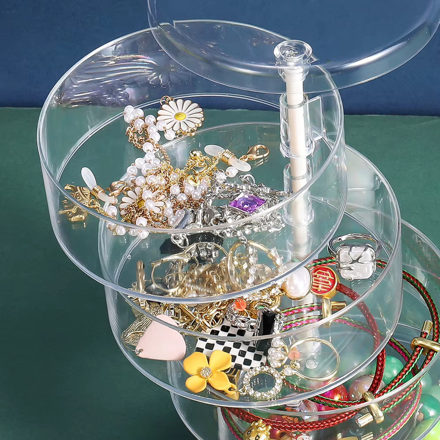 AGCFABS Transparente Schmuck- und Kosmetikaufbewahrungsbox aus Acryl, drehbar, staubdicht und wasserdicht - Bild 2
