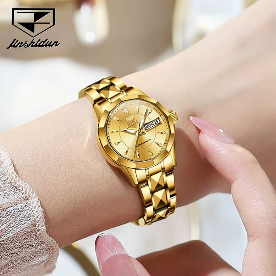 JSDUN Armbanduhr Automatik, Edelstahl, Gold, Damen - Bild 2