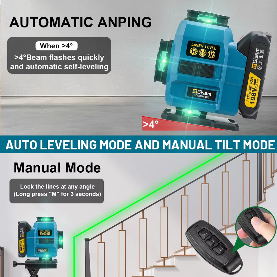 Makita GΣ 16 Linien 4D-Laser-Wasserwaage mit 360 Grad vertikalem und horizontalem Grünstrahl für 18V-Akkus - Bild 3