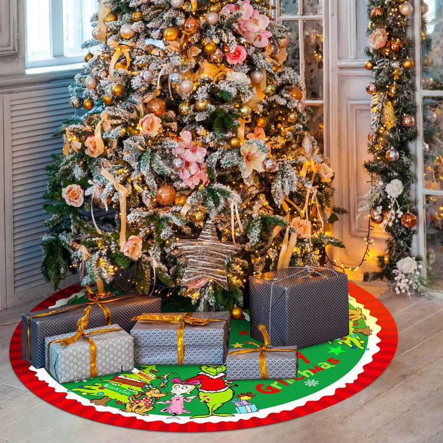VIKAMA Weihnachtsbaumrock im Bauernhaus-Stil, weich und lustig, Rot und Grün - Bild 3