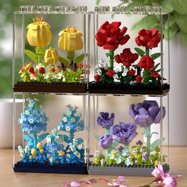 Qimeng Fun Rose Ewige Blume, Mikrogranules Baustein Ornament, Bausatz - Bild 1
