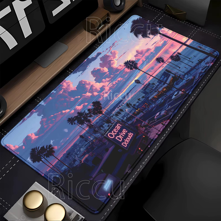 Riccu Gaming Mauspad Sunset Beach Scenery XXL Schreibtischunterlage rutschfest mit HD-Druck, B/T: 90 x 40 cm, multicolour - Bild 2