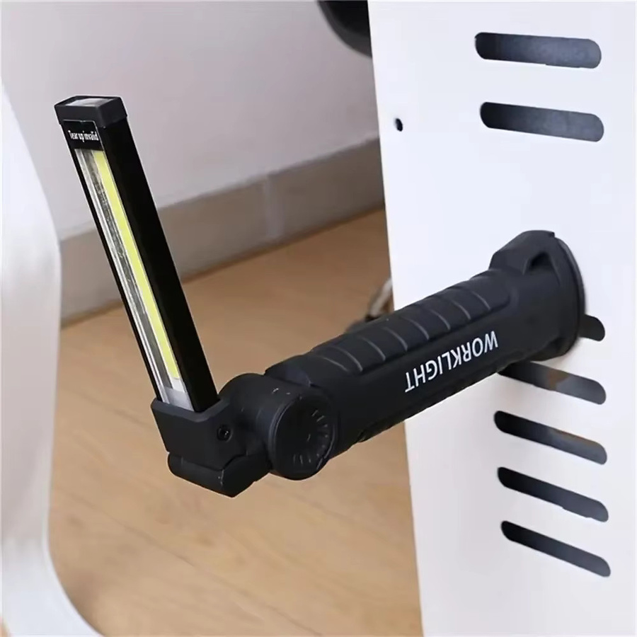 ESMARTER LED-Taschenlampe mit Magnetfuß, wiederaufladbare USB-Arbeitsleuchte in Schwarz - Bild 3