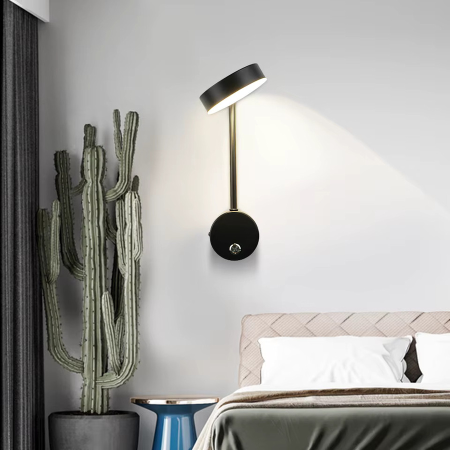 Yooe LED Wandleuchte mit Schalter, minimalistische Innenbeleuchtung in Weiß für Schlafzimmer und Wanddekoration, 9W - Bild 2