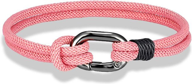 Armband, handgeflochtenes 3mm Seil, Edelstahl, pink, 19cm, Unisex - Bild 1