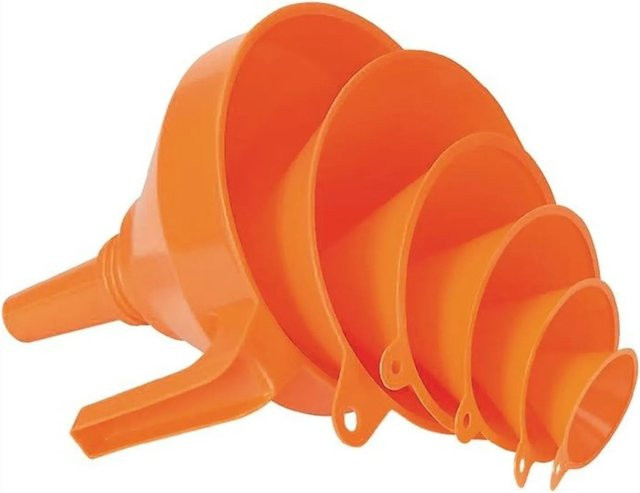 Pressol Trichterset 6-teilig aus Kunststoff in Orange mit Durchmessern von 50 mm, 75 mm, 100 mm, 120 mm, 150 mm und 160 mm - Bild 1