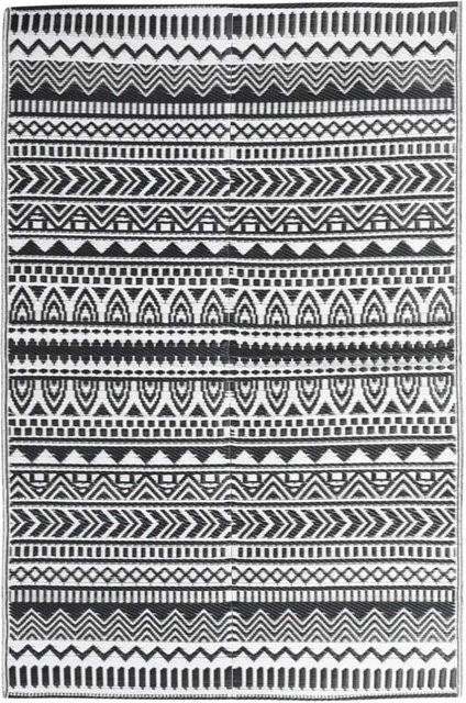 vidaXL Outdoorteppich Schwarz mit abstraktem Ethnic-Design aus Polypropylen, Breite: 160 cm, Tiefe: 230 cm - Bild 1