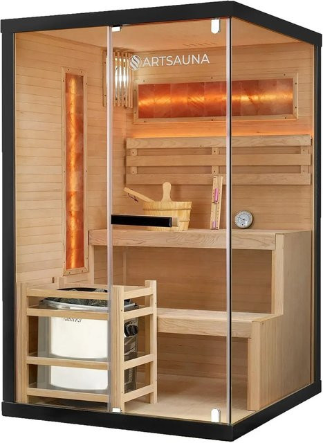 Harvia Saunakabine Vantaa aus Hemlockholz für 2 Personen mit 3,5 kW Ofen, B/T: 120 x 120 cm - Bild 1