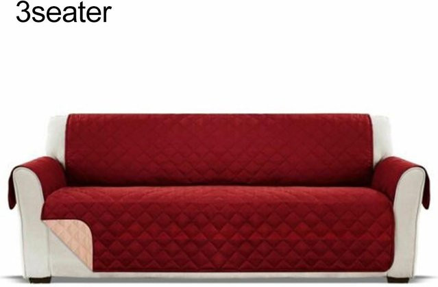 Gesteppter Sofabezug in Rot für 1- bis 3-Sitzer, abriebfest und rutschfest, moderner Möbelschutz aus Polyester-Elastan-Mix - Bild 1