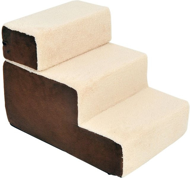PawHut Hundetreppe mit 3 Stufen aus Plüsch in Beige, B/T/H: 54 x 40 x 39 cm - Bild 3