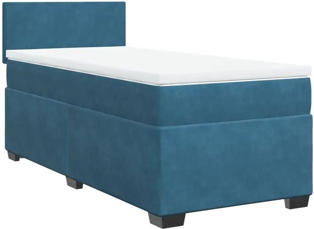 vidaXL Boxspringbett mit Matratze aus Samt in Blau, B/T/H: 90 x 190 cm - Bild 1