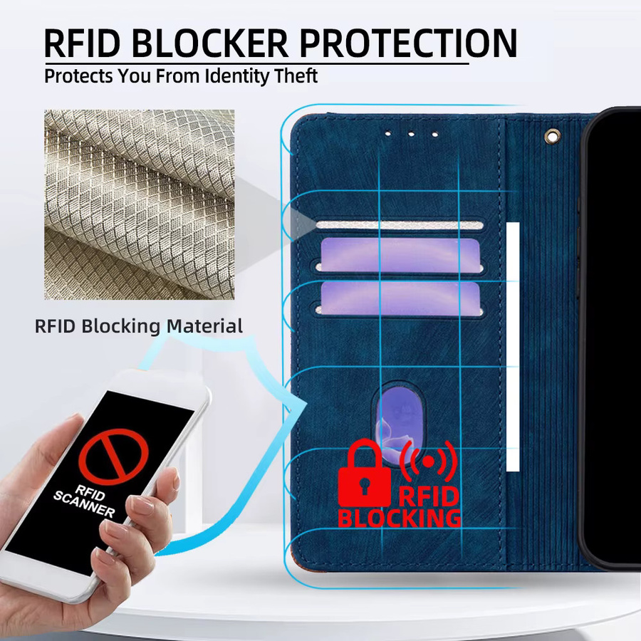 AIMONCASE RFID Blocking Business Flip Lederhülle für Honor X9A X9B X9C X8A X8B X7A X7B X7C in Grün und Blau - Bild 4