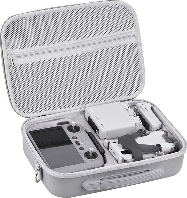 DJI Mini 4 Pro RC2 Schutzhülle aus PU-Leder in Grau für Fly More Combo und Controller Kit - Bild 1