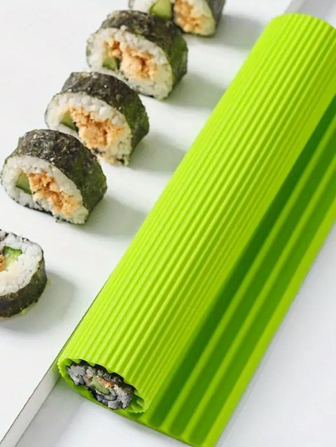 Bestbags Sushi-Rollmatte aus Silikon und Bambus in Grün für die DIY-Zubereitung von Algenreis- und Gemüserollen - Bild 1