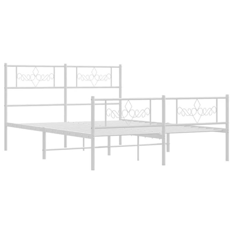 Vidaxl Metall-Bettgestell mit Kopfteil und Fußteil in Weiß, B/T/H: 120 x 200 cm - Bild 2