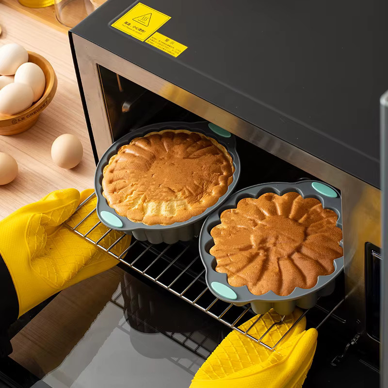 Silikon-Kuchenform in Sonnenblumen-Design, graue Backform für Mousse und Kuchen, hochtemperaturbeständig - Bild 4