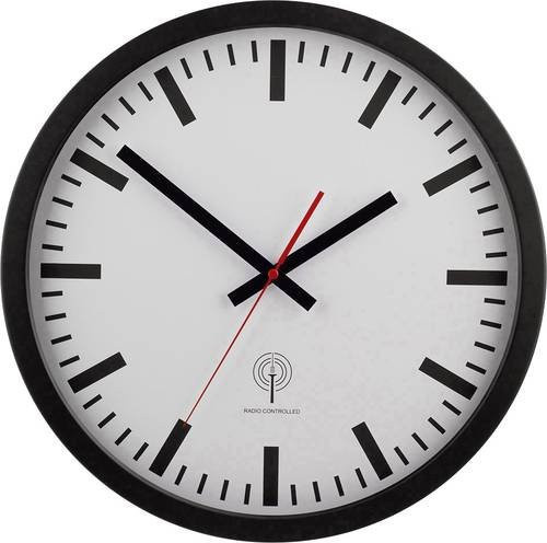 EUROTIME 56862 Funk-Wanduhr in Schwarz, analog und rund, Durchmesser: 40 cm - Bild 1