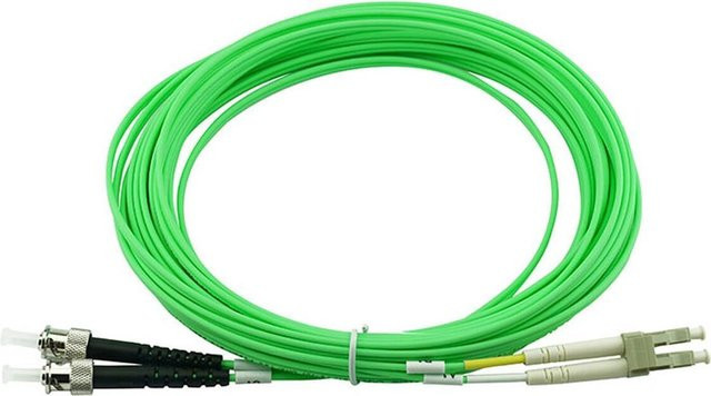 BlueOptics Duplex LWL Patchkabel LC-UPC/ST-PC, Multimode OM5 G50/125µm, 5 Meter, beige/limettengrün - Bild 1