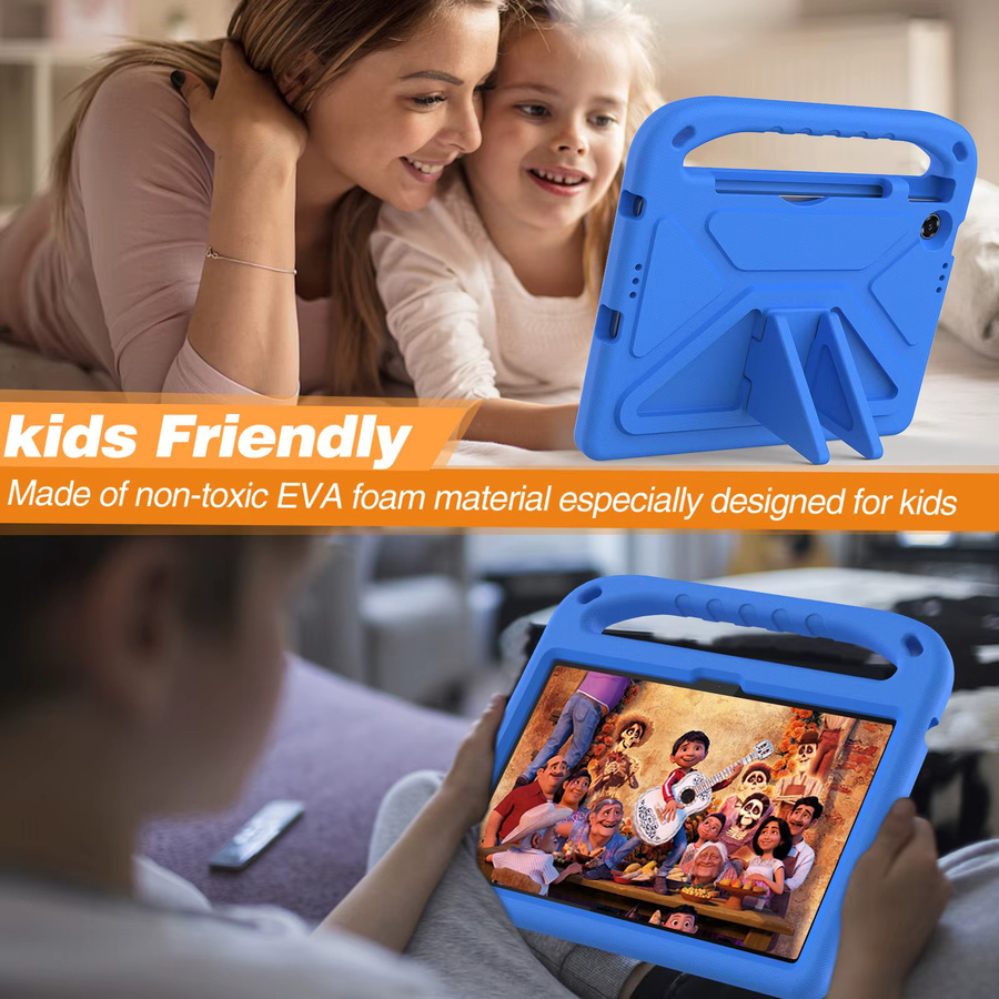 Stoßfeste Kinder Hülle für Lenovo Tab 2025 TB-311FU K10 2. mit Cartoon Motiv und EVA Griff in Blau - Bild 4